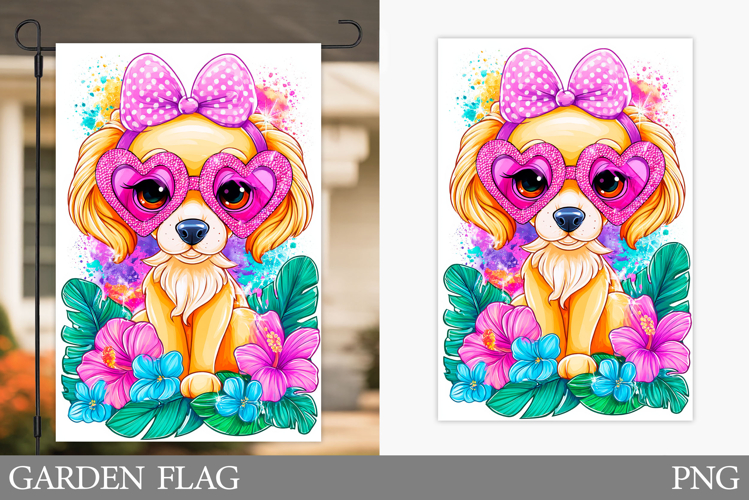 Cute Dog Garden Flag Design. Funny Garden Flag Sublimation