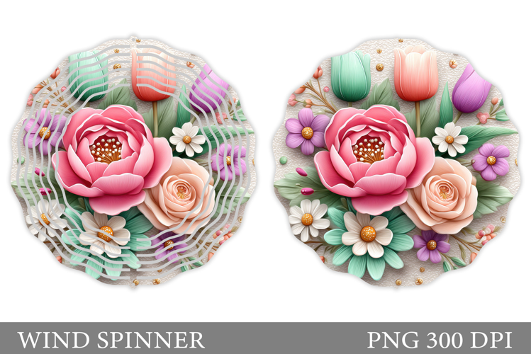 Flowers Wind Spinner Design. Floral Wind Spinner Sublimation