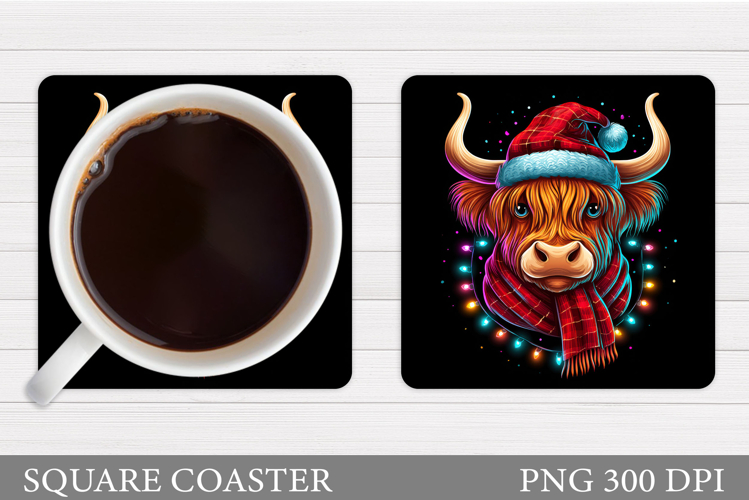 Christmas Cow Coaster. Christmas Cow Coaster Sublimation