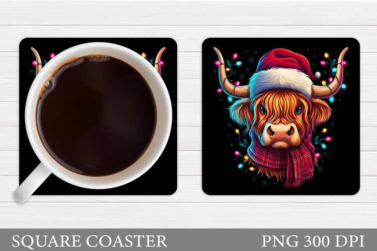 Christmas Cow Coaster. Christmas Cow Coaster Sublimation
