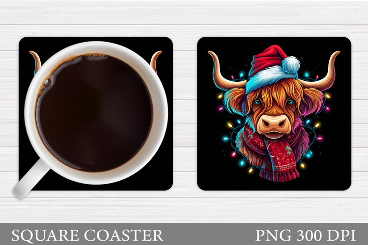 Christmas Cow Coaster. Christmas Cow Coaster Sublimation