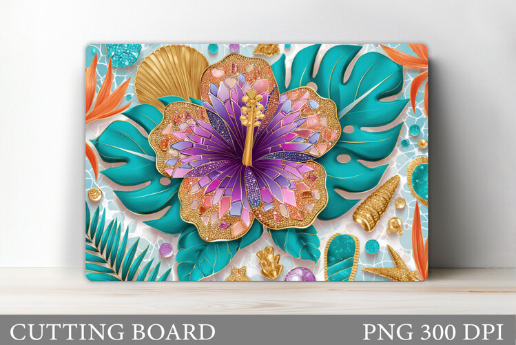 Flowers Cutting Board Design. Tropical Flowers Cutting Board example image 1