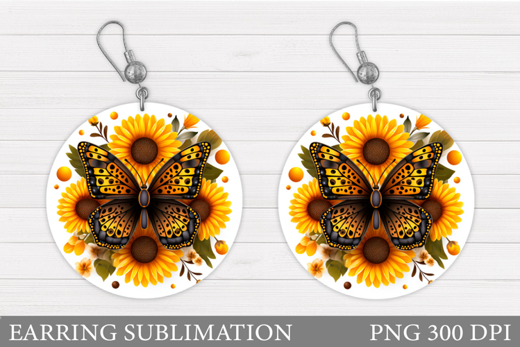 Butterfly Earring Sublimation. Flowers Earring Design