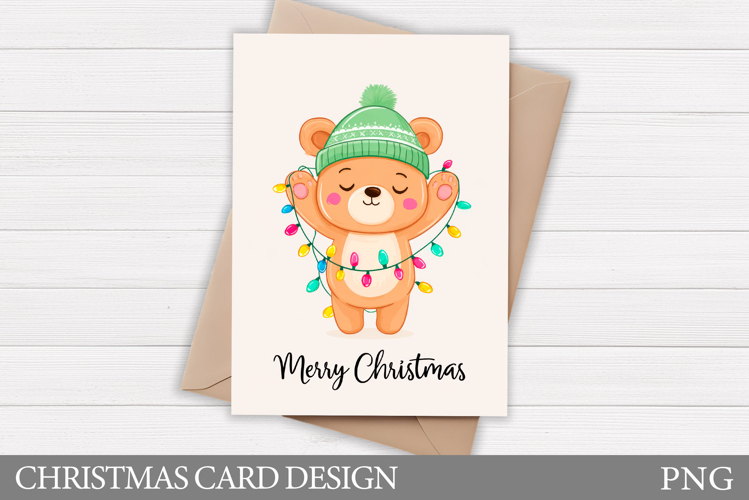 Christmas Bear Card Design. Christmas Card Printable