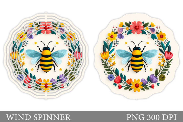 Bee Wind Spinner Sublimation. Flowers Wind Spinner Design