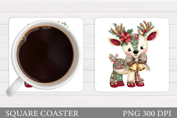 Christmas Deer Coaster Sublimation. Christmas Coaster Design