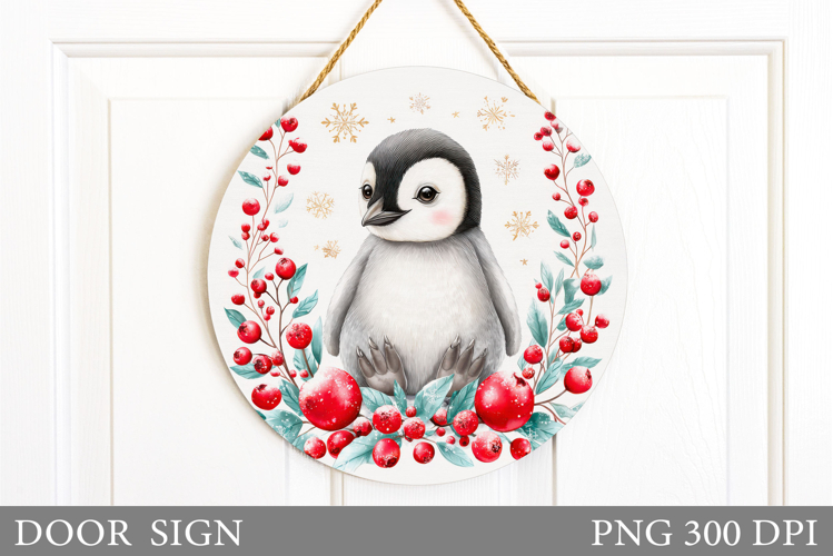 Christmas Penguin Door Sign. Christmas Door Sign Design