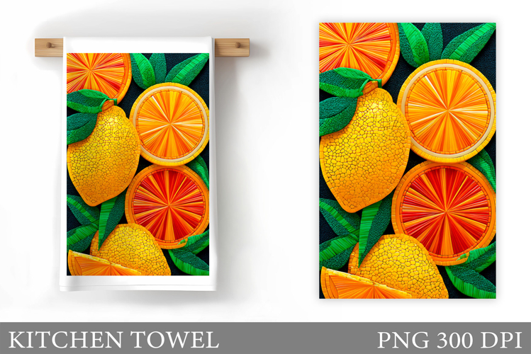 Lemons Kitchen Towel. Flowers Kitchen Towel Design