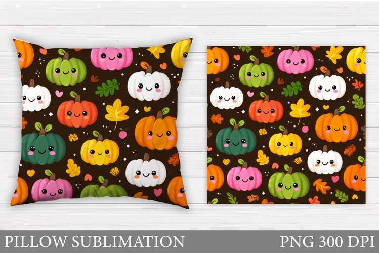 Funny Pumpkin Pillow Design. Cute Pumpkin Sublimation