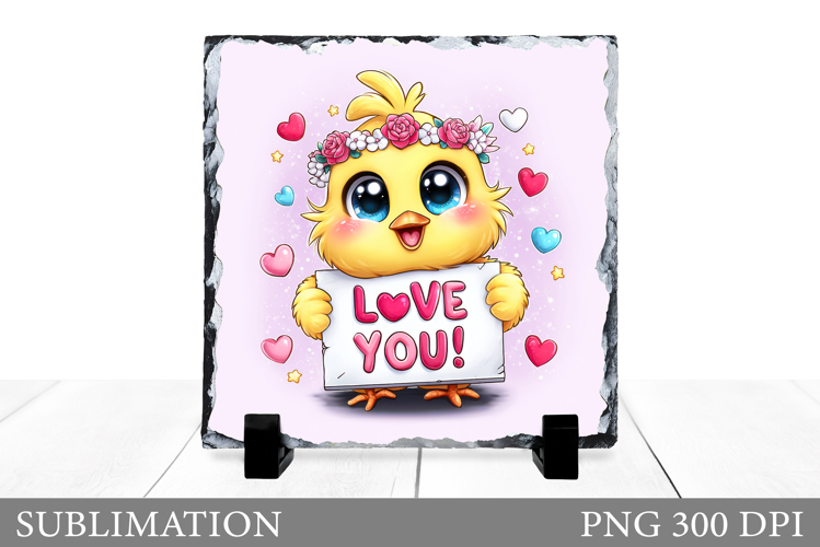 Valentines Chick Sublimation. Valentines Chick Slate Design
