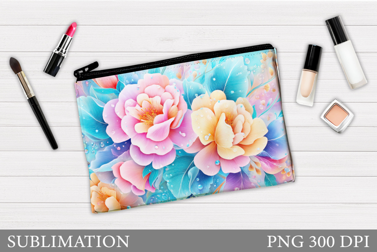 Flowers Makeup Bag Design. Flowers Cosmetics Bag Sublimation