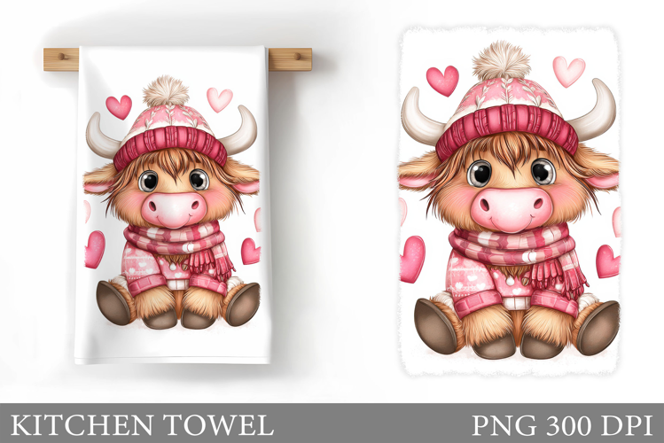 Valentines Cow Kitchen Towel. Valentine Kitchen Towel Design