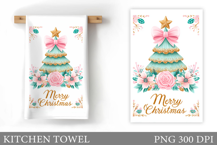 Christmas Tree Kitchen Towel. Christmas Deer Kitchen Towel