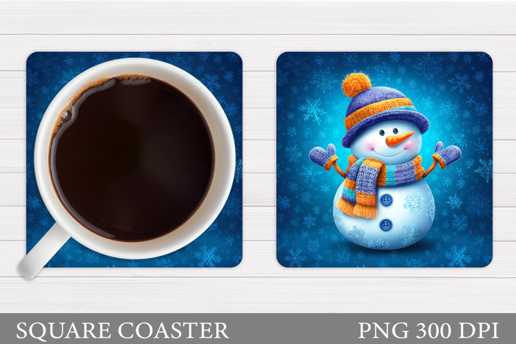 Cute Snowman Coaster Design. Christmas Coaster Sublimation
