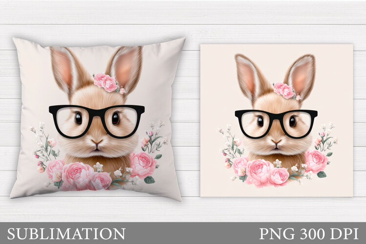 Cute Bunny Pillow Design. Cute Bunny Sublimation example image 1