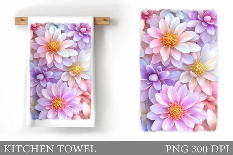 Flowers Kitchen Towel. Floral Kitchen Towel Sublimation example image 1