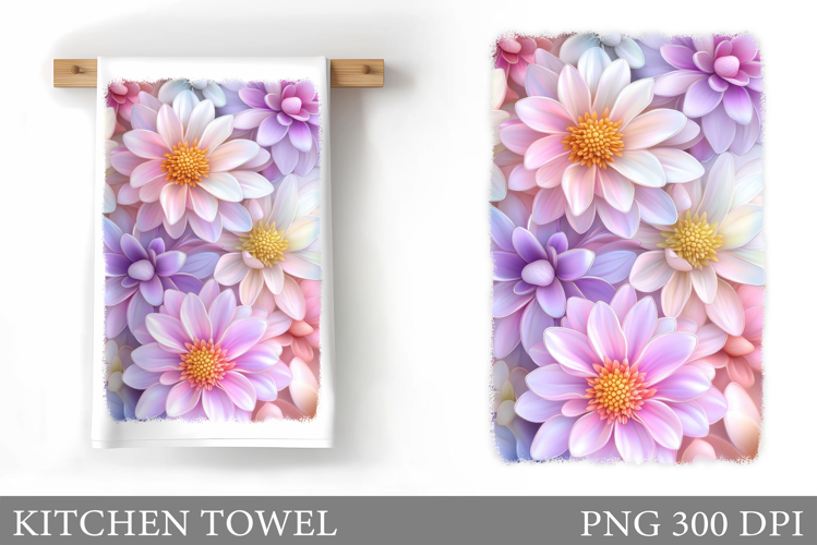Flowers Kitchen Towel. Floral Kitchen Towel Sublimation