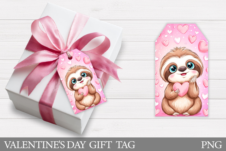 Valentines Sloth Gift Tag. Valentines Gift Tag Design
