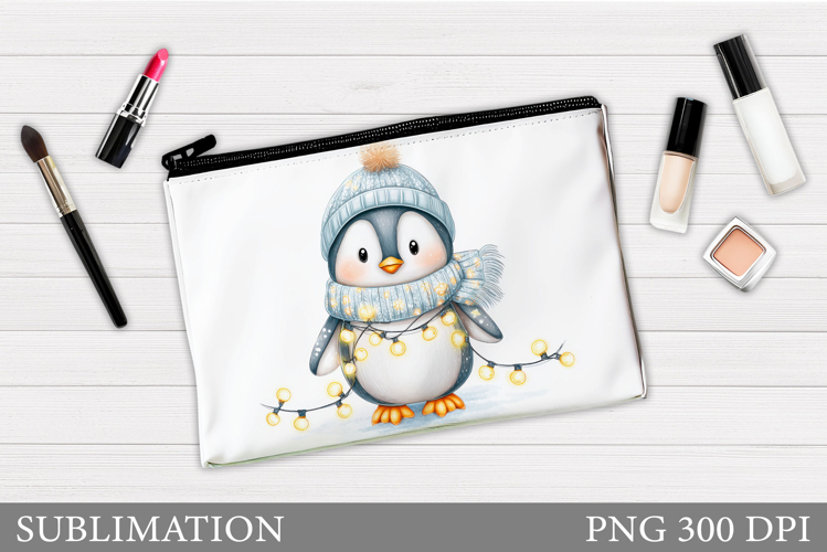 Penguin Cosmetics Bag. Christmas Makeup Bag Design