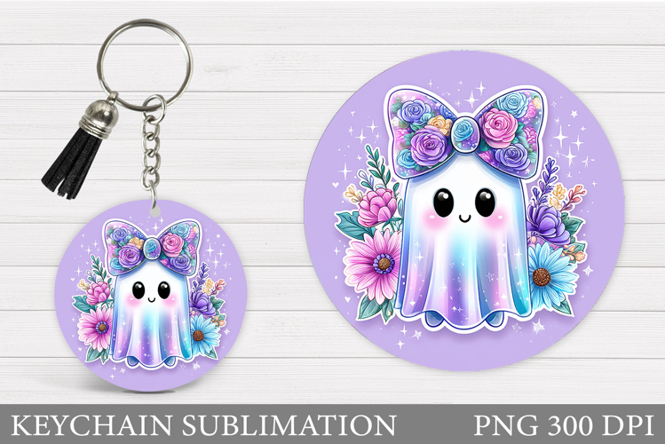 Halloween Keychain Sublimation. Ghost Keychain Design