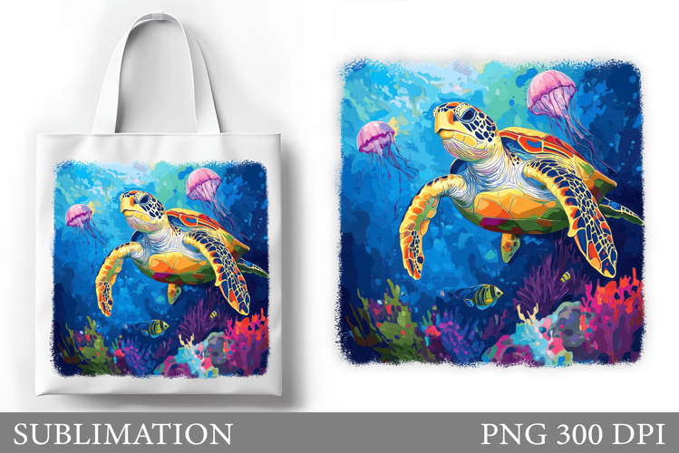 Turtle Tote Bag Sublimation. Sea Sublimation