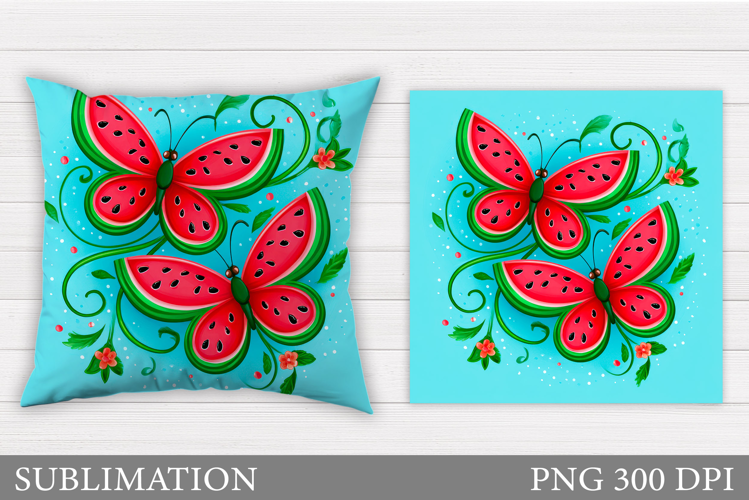 Watermelon Butterflies Sublimation. Butterfly Pillow Design