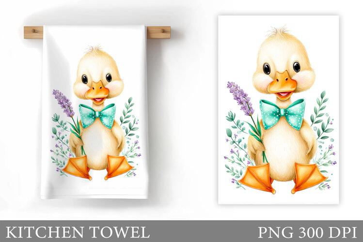 Cute Duck Kitchen Towel Design. Duck Flowers Kitchen Towel example image 1