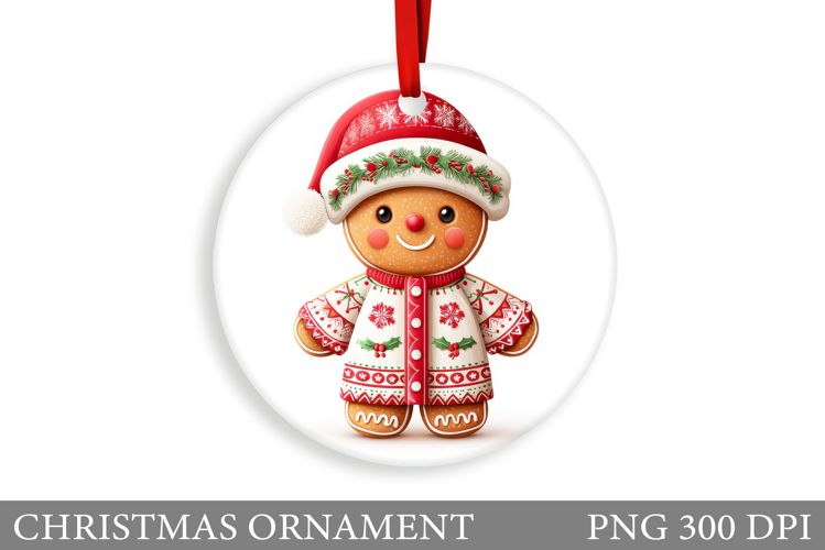 Gingerbread Christmas Ornament. Cute Raccoon Sublimation