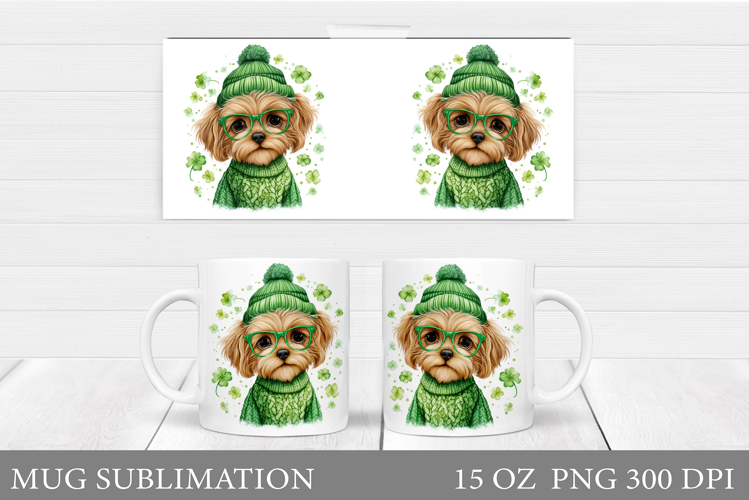 St Patrick Dog Mug Design. St Patrick Mug Sublimation