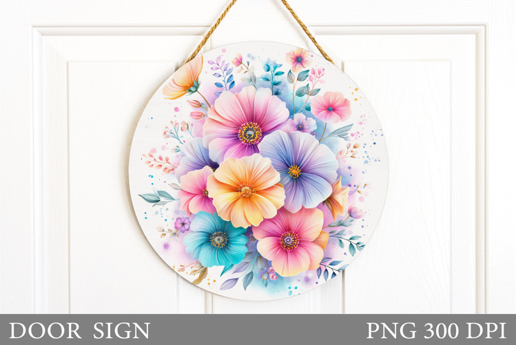 Wildflowers Door Sign Sublimation. Flowers Door Sign Design