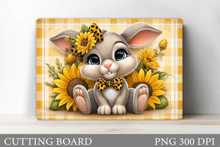 Cute Bunny Cutting Board. Bunny Flowers Cutting Board Design
