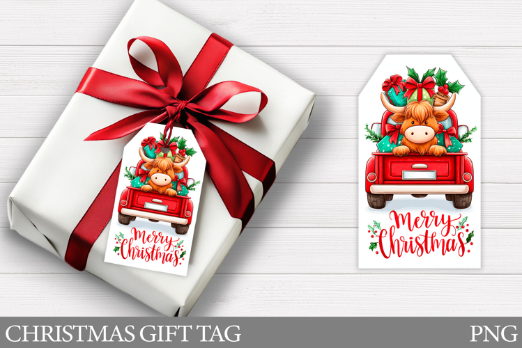 Christmas Gift Tag Design. Christmas Cow Gift Tag Printable