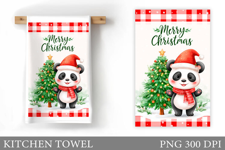 Christmas Panda Kitchen Towel. Christmas Kitchen Towel example image 1
