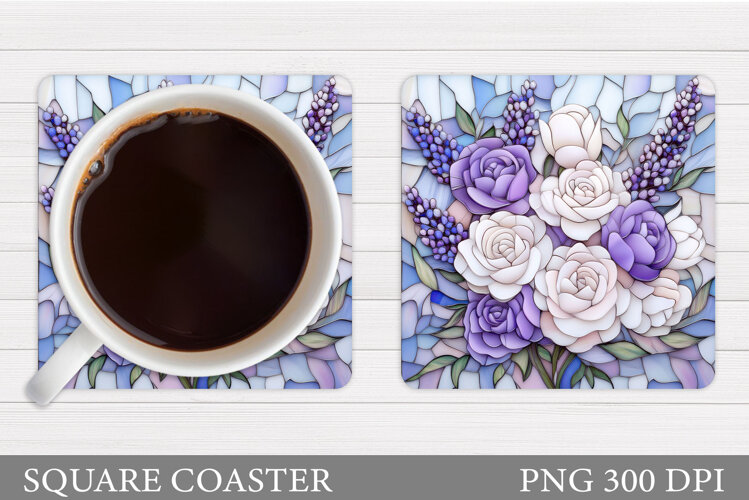 Roses Coaster Sublimation. Flowers Coaster Design example image 1