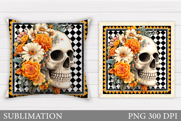 Skull Pillow Sublimation. Halloween Pillow Sublimation