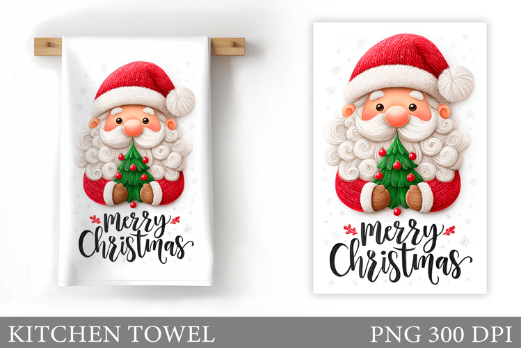 Santa Claus Kitchen Towel. Christmas Kitchen Towel Design