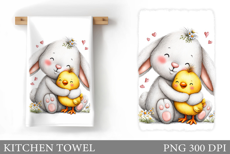 Cute Bunny Kitchen Towel Design. Cute Bunny Sublimation