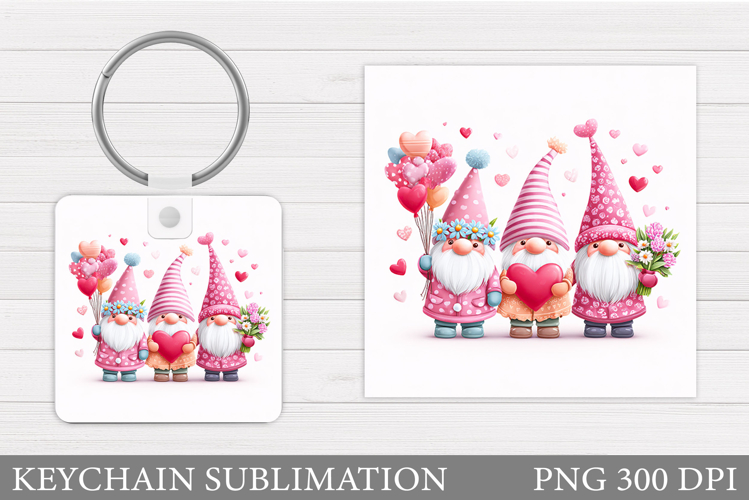 Valentines Gnome Keychain. Valentines Keychain Design