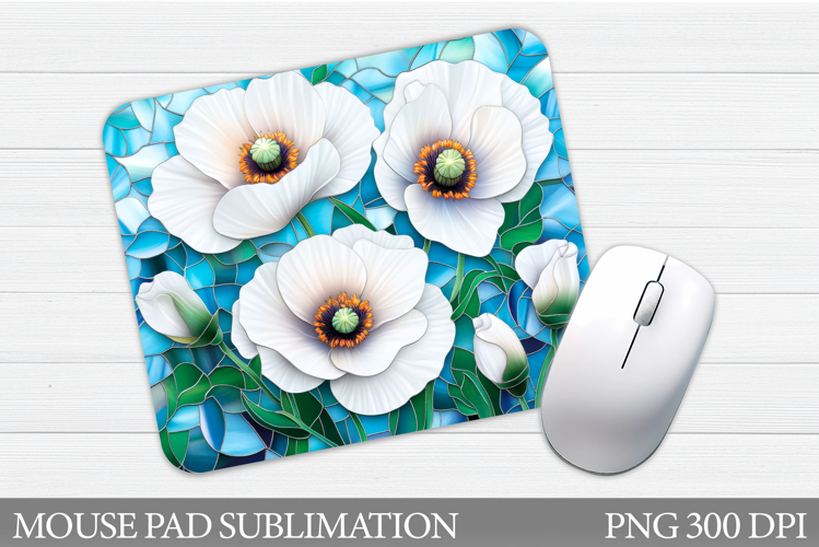 Poppies Mouse Pad Sublimation. Floral Mouse Pad Design