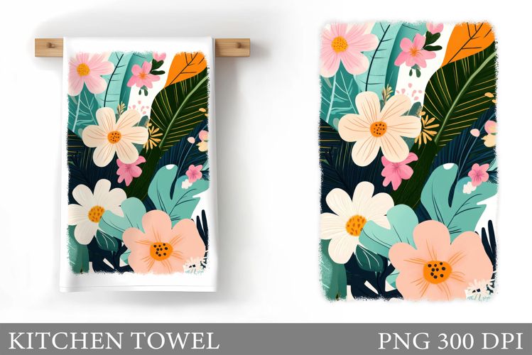 Flowers Kitchen Towel Design. Kitchen Towel Sublimation