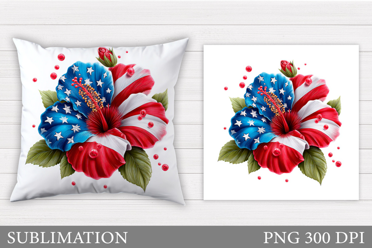 Patriotic Hibiscus Coaster. Patriotic Coaster Sublimation