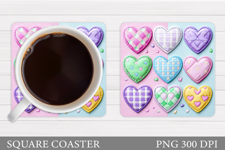 Hearts Coaster Sublimation. Hearts Square Coaster Design