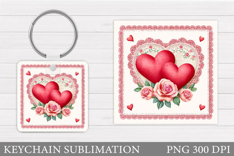 Hearts Keychain Design. Valentine Keychain Sublimation