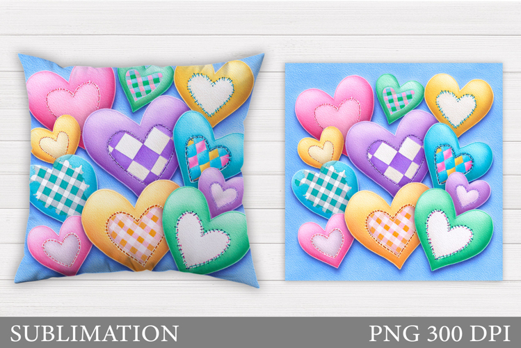 Hearts Pillow Design. Valentines Pillow Sublimation