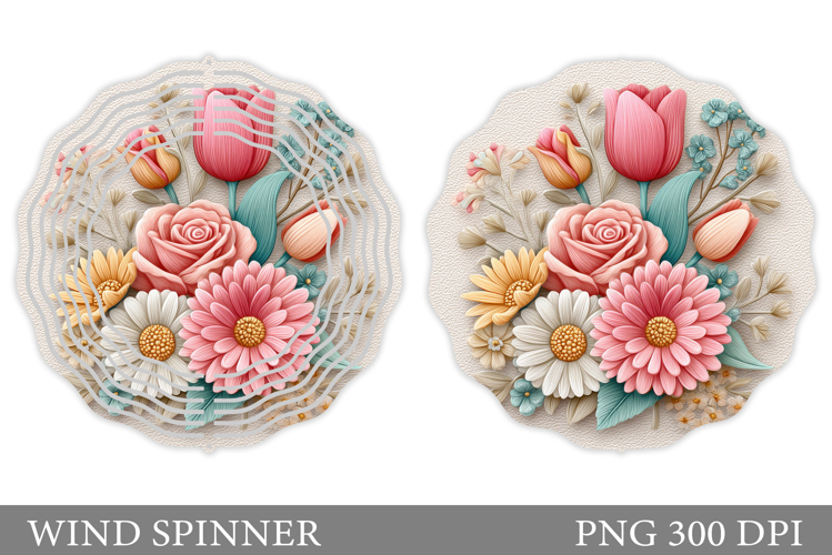 Flowers Wind Spinner Design. Floral Wind Spinner Sublimation