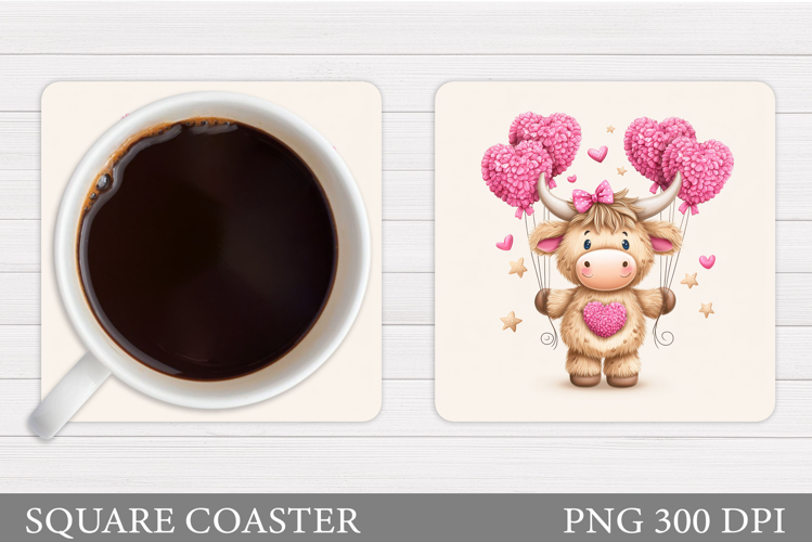 Valentines Cow Coaster Design. Valentines Square Coaster