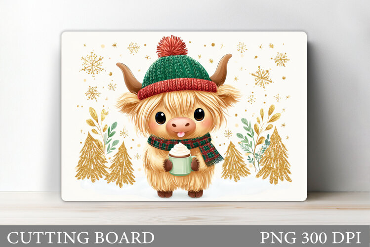 Highland Cow Cutting Board. Christmas Cutting Board Design example image 1