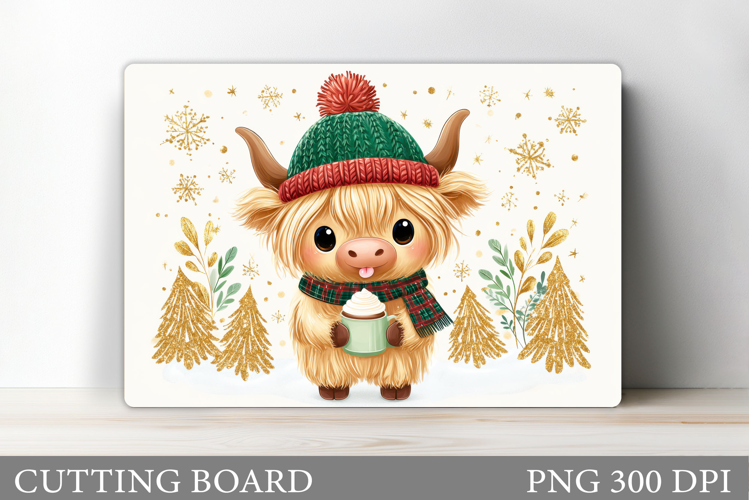 Highland Cow Cutting Board. Christmas Cutting Board Design