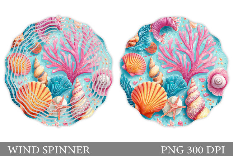 Seashell Wind Spinner Design. Sea Wind Spinner Sublimation