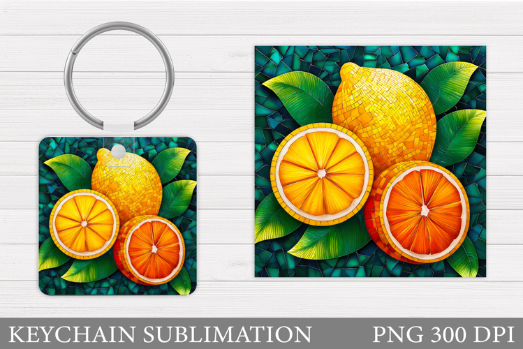 Lemons Keychain Design. Lemons Keychain Sublimation example image 1